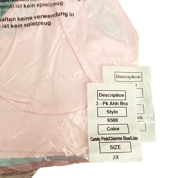 NWT RHONDA SHEAR 3 PACK AHH BRA: PINK, TEAL, LAVENDER SZ 2X - Picture 6 of 8